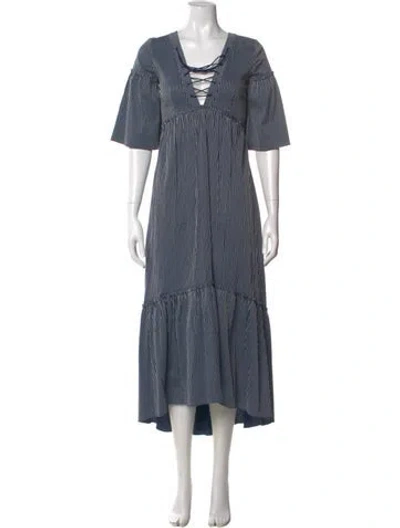 Pre-owned La Ligne Striped Long Dress W/ Tags In Blue