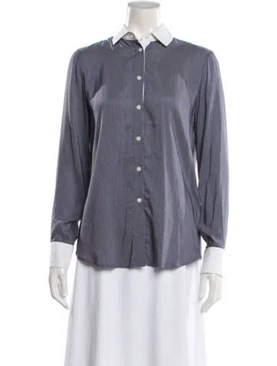 Pre-owned La Ligne Striped Long Sleeve Button-up Top In Blue