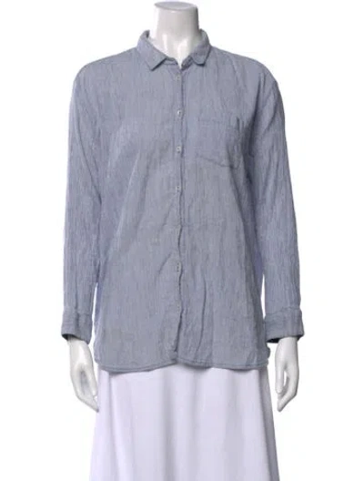 Pre-owned La Ligne Striped Long Sleeve Button-up Top In Blue