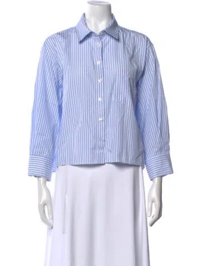 Pre-owned La Ligne Striped Long Sleeve Button-up Top In Blue