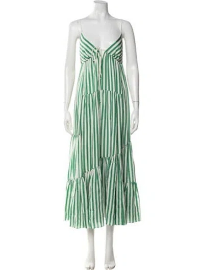 Pre-owned La Ligne Striped Midi Length Dress In Green