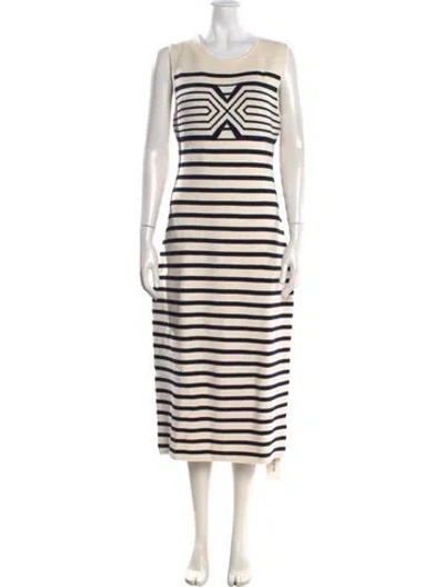 Pre-owned La Ligne Striped Midi Length Dress In Neutral
