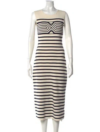 Pre-owned La Ligne Striped Midi Length Dress In Neutral