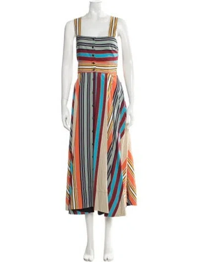 Pre-owned La Ligne Striped Midi Length Dress In Orange