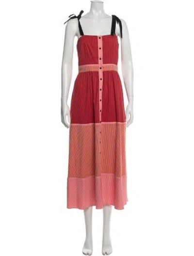 Pre-owned La Ligne Striped Midi Length Dress In Red
