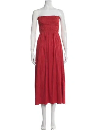 Pre-owned La Ligne Striped Midi Length Dress In Red
