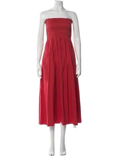 Pre-owned La Ligne Striped Midi Length Dress In Red