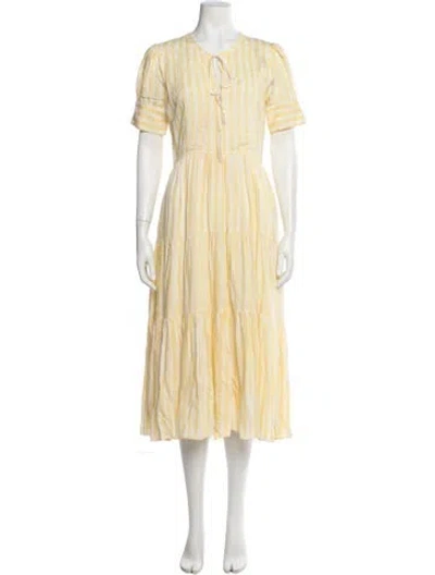 Pre-owned La Ligne Striped Midi Length Dress In Yellow