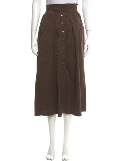Pre-owned La Ligne Striped Midi Length Skirt In Brown