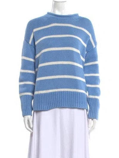 Pre-owned La Ligne Striped Mock Neck Sweater In Blue