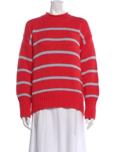 Pre-owned La Ligne Striped Mock Neck Sweater W/ Tags In Red