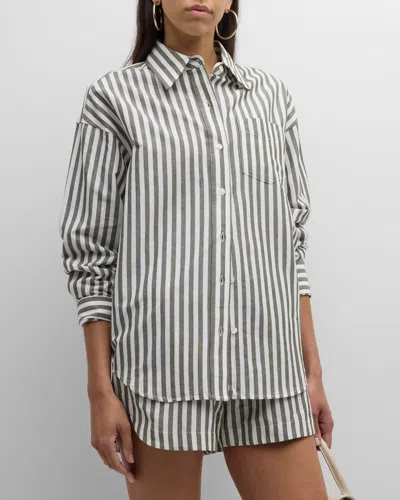 La Ligne Striped Oversized Button-front Shirt In Neutral