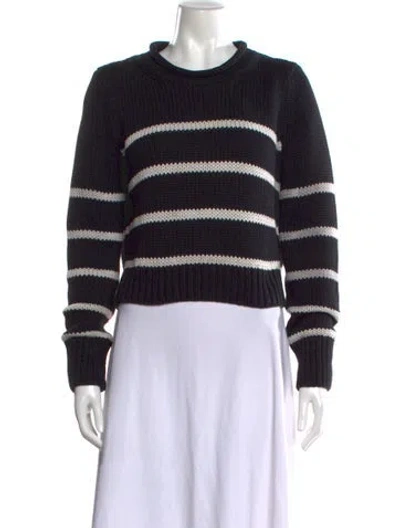 Pre-owned La Ligne Striped Scoop Neck Sweater In Black