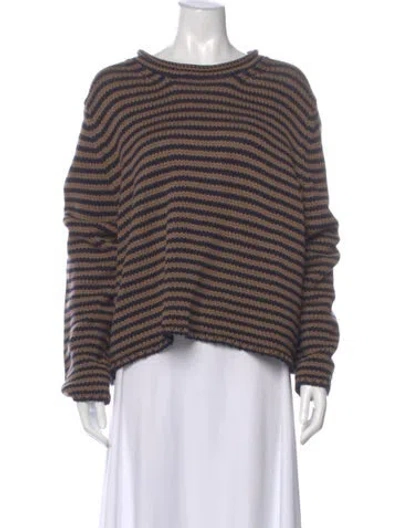 Pre-owned La Ligne Striped Scoop Neck Sweater In Brown