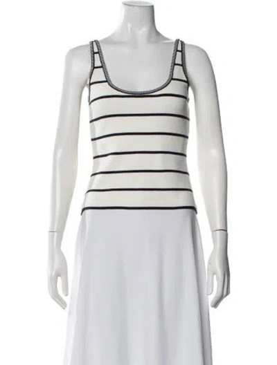 Pre-owned La Ligne Striped Scoop Neck Top In Neutral