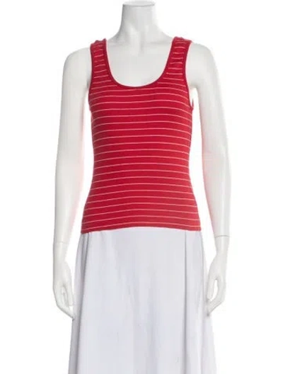 Pre-owned La Ligne Striped Scoop Neck Top In Red