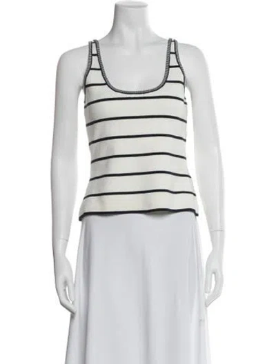 Pre-owned La Ligne Striped Scoop Neck Top W/ Tags In Neutral