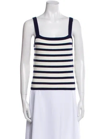 Pre-owned La Ligne Striped Square Neckline Sweater In Black