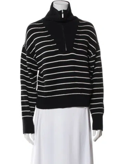 Pre-owned La Ligne Striped Turtleneck Sweater In Black