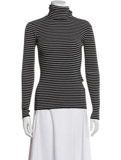 Pre-owned La Ligne Striped Turtleneck Sweater In Black