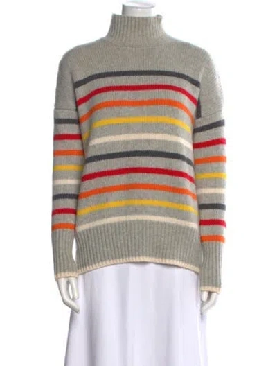Pre-owned La Ligne Striped Turtleneck Sweater In Gray