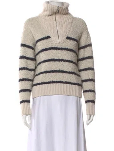 Pre-owned La Ligne Striped Turtleneck Sweater In Neutral