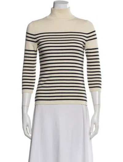 Pre-owned La Ligne Striped Turtleneck Sweater In Neutral