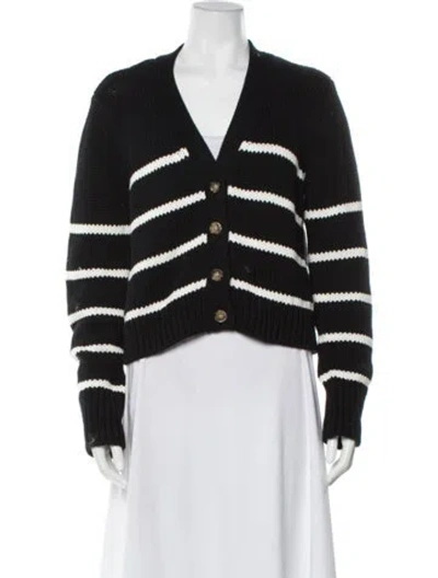 Pre-owned La Ligne Striped V-neck Sweater In Black