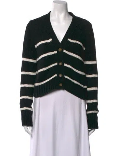Pre-owned La Ligne Striped V-neck Sweater In Black