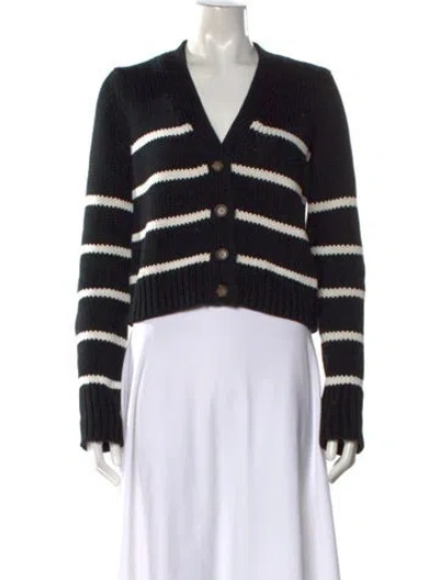 Pre-owned La Ligne Striped V-neck Sweater In Blue