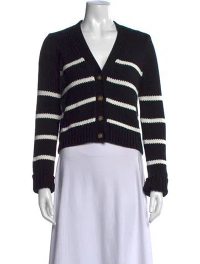 Pre-owned La Ligne Striped V-neck Sweater In Blue