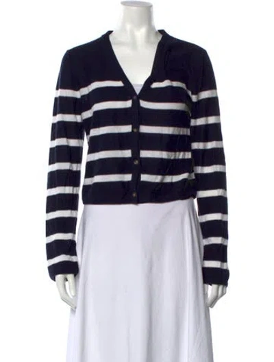 Pre-owned La Ligne Striped V-neck Sweater In Blue