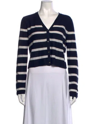 Pre-owned La Ligne Striped V-neck Sweater In Blue