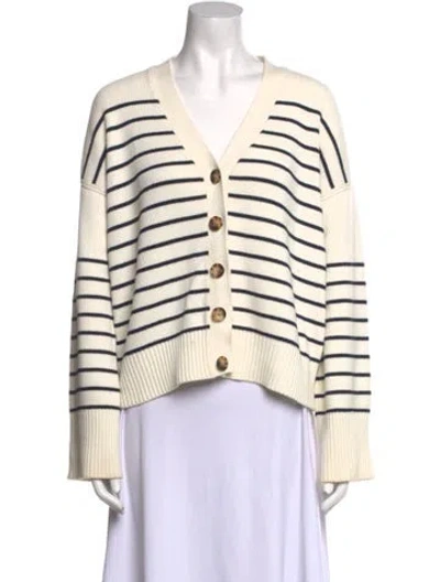 Pre-owned La Ligne Striped V-neck Sweater In Neutral