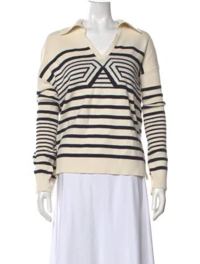 Pre-owned La Ligne Striped V-neck Sweater In Neutral