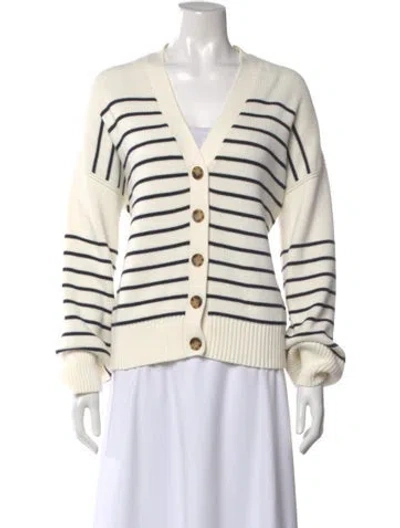 Pre-owned La Ligne Striped V-neck Sweater In Neutral