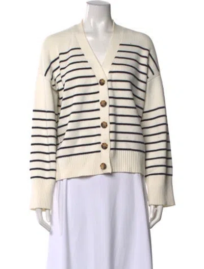 Pre-owned La Ligne Striped V-neck Sweater In Neutral