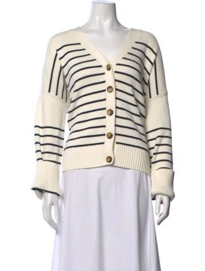 Pre-owned La Ligne Striped V-neck Sweater In Neutrals