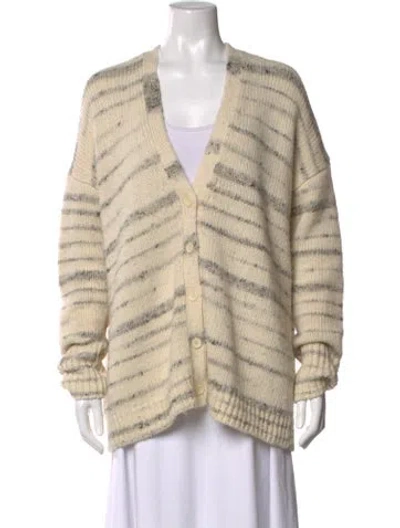 Pre-owned La Ligne Striped V-neck Sweater In Neutrals