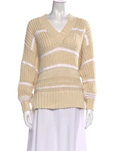 Pre-owned La Ligne Striped V-neck Sweater In Neutrals