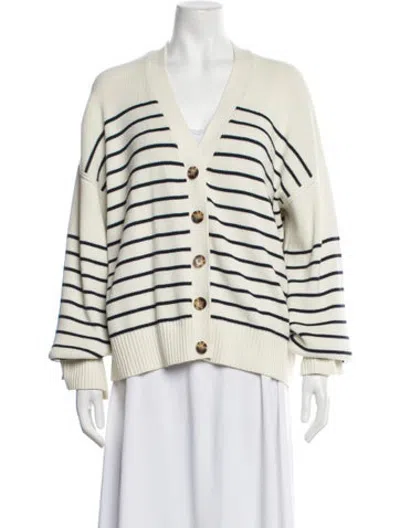 Pre-owned La Ligne Striped V-neck Sweater In Neutrals