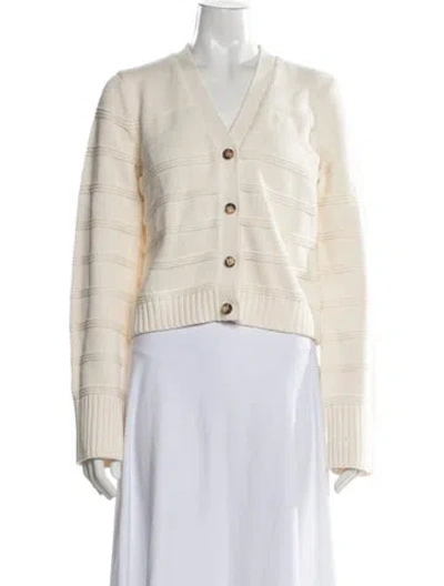 Pre-owned La Ligne Striped V-neck Sweater W/ Tags In Neutral
