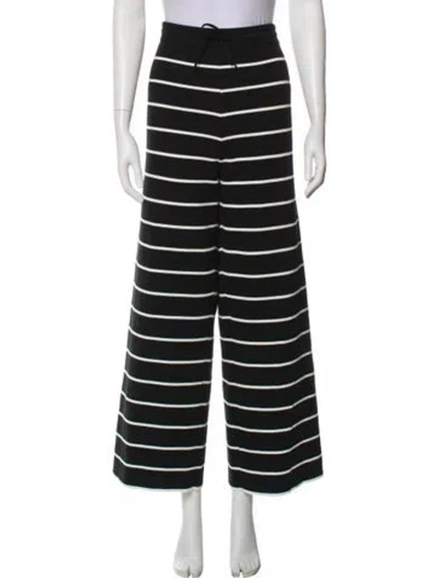 Pre-owned La Ligne Striped Wide Leg Pants In Black