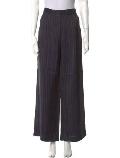 Pre-owned La Ligne Striped Wide Leg Pants In Blue