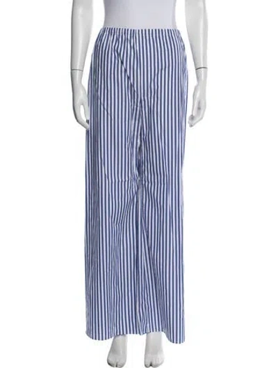 Pre-owned La Ligne Striped Wide Leg Pants In Blue/white