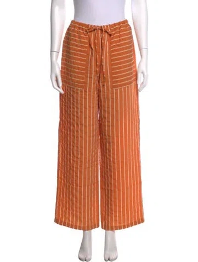 Pre-owned La Ligne Striped Wide Leg Pants In Orange
