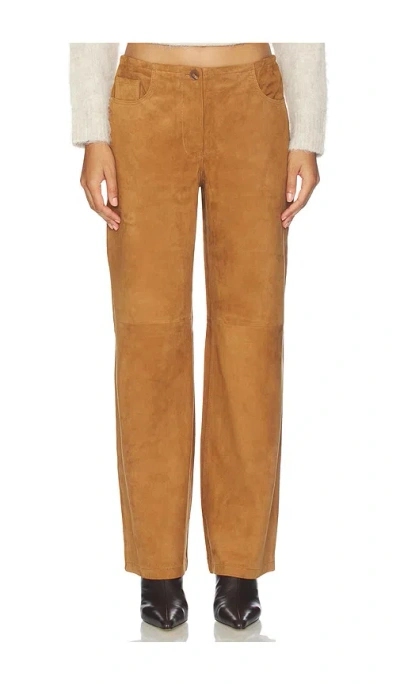 La Ligne Jenny Suede Wide-leg Pants In Brown