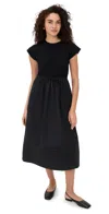 La Ligne T Shirt Dress With Shirring Black In Black