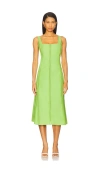 La Ligne Tealength Dress With Trim Detailing In Green