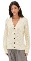 La Ligne Textured Stitch Cardigan Cream/white In White